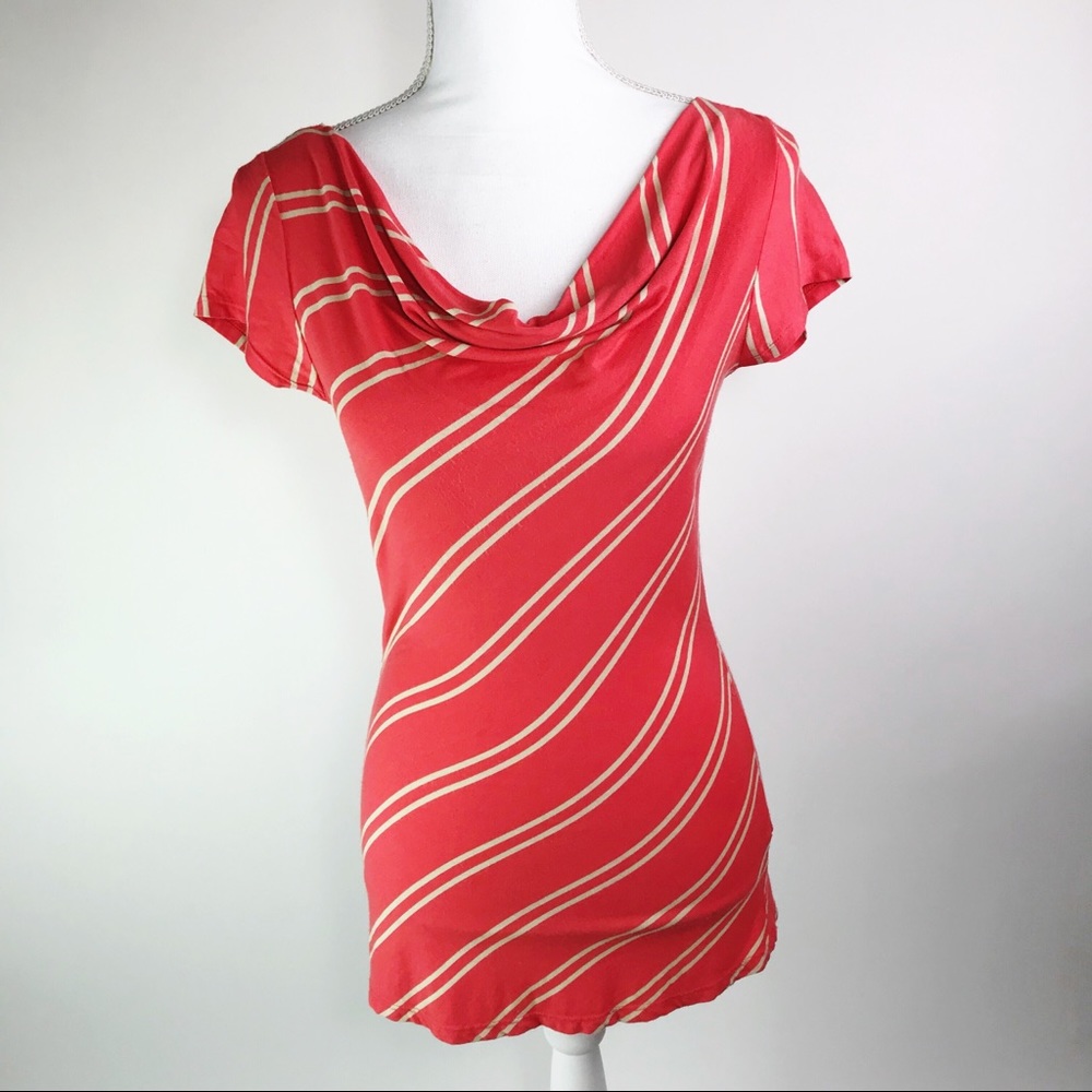 The Limited Top Cowl Neck Orange Striped